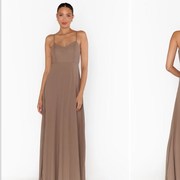 NWT Show Me Your MuMu Faith Dune Chiffon Maxi Dress - Picture 2 of 11